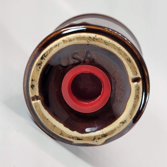 Salt and Pepper Shakers Milk Can Vintage McCoy Brown Glaze Farmhouse - Picture 5 of 5